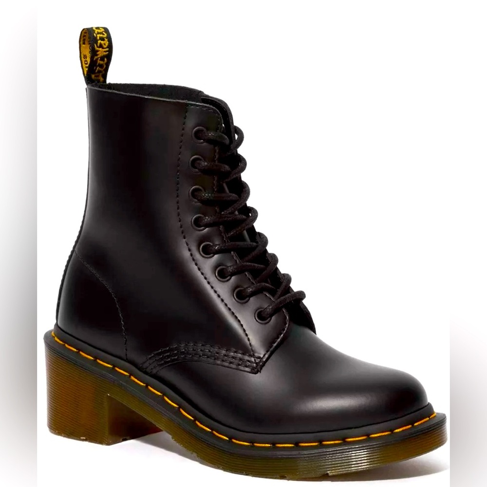 Dr. Martens Clemency Women’s Leather Lace up Boots, Black Sz 5 (Fits Sz 5 - 5.5)